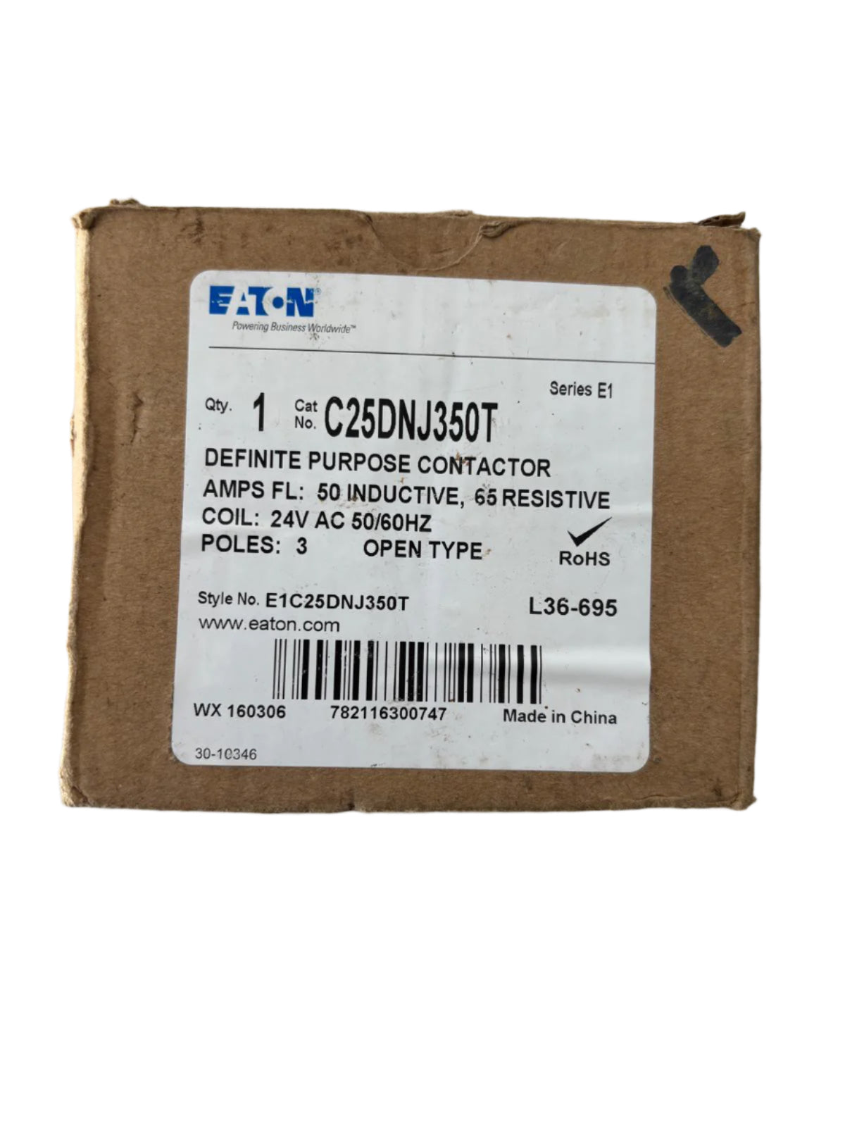 Eaton Definite Purpose 3-Pole 24V 50 Amp Contractor C25DNJ350T